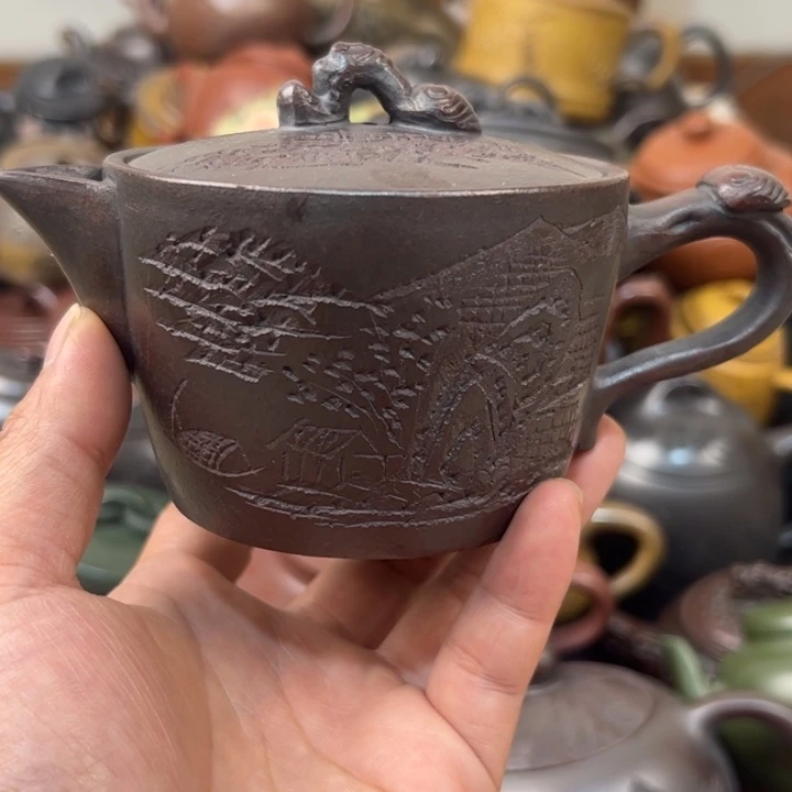 茶壶紫砂紫砂壶嘴巴开片