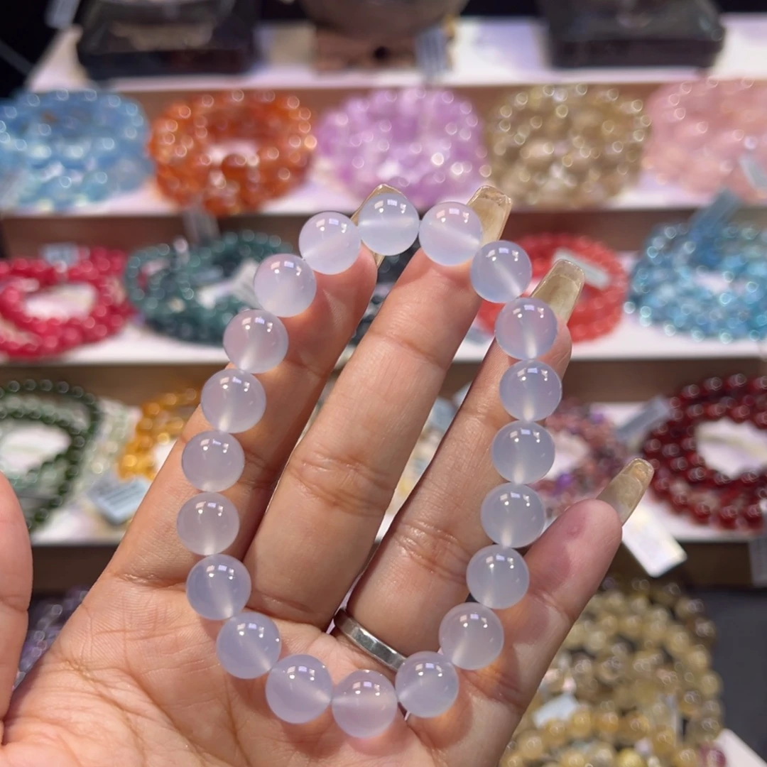 玉髓未镶嵌手饰冰种蓝玉髓10mm