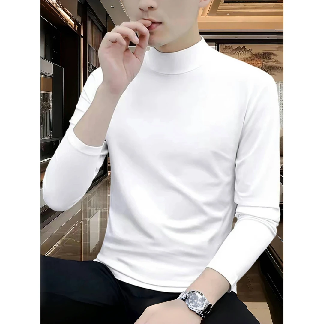 万达撤柜双面德绒打底衫上衣百搭秋冬2026新款纯色半男士纯色长袖