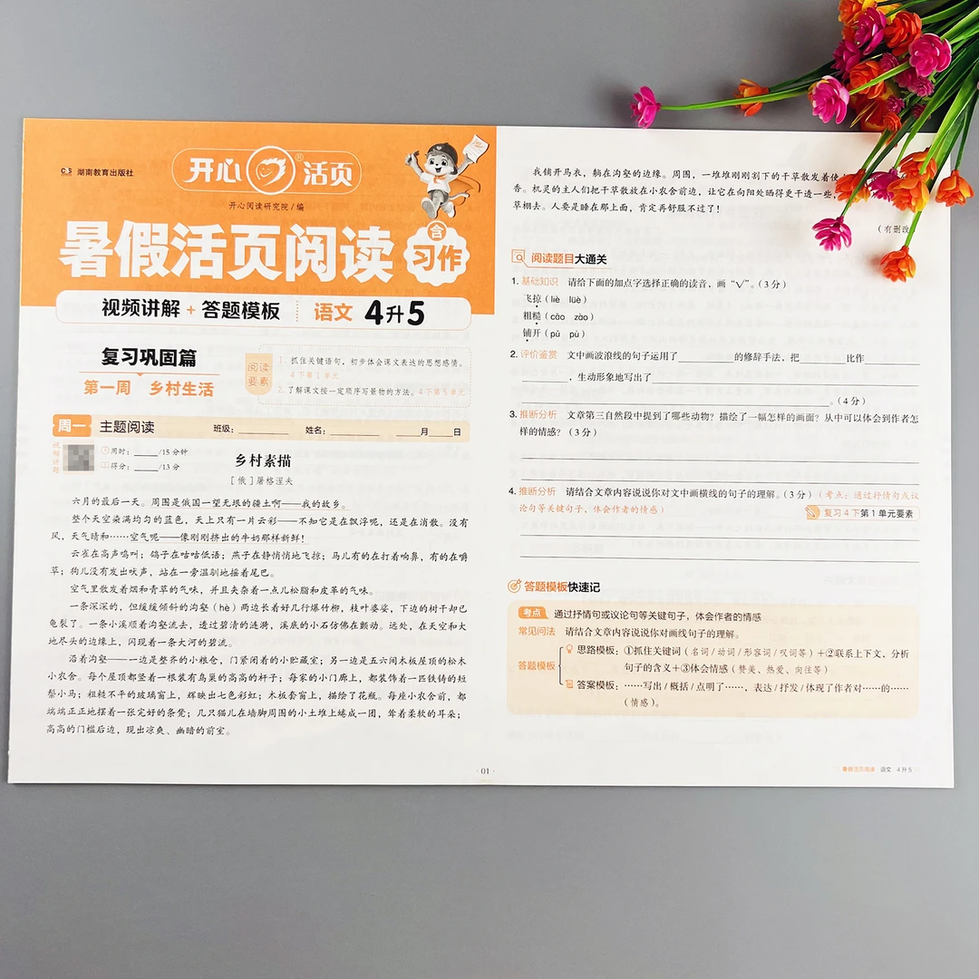 暑假活页阅读理解训练四升五暑假阅读理解每日一练阅读理解练习册