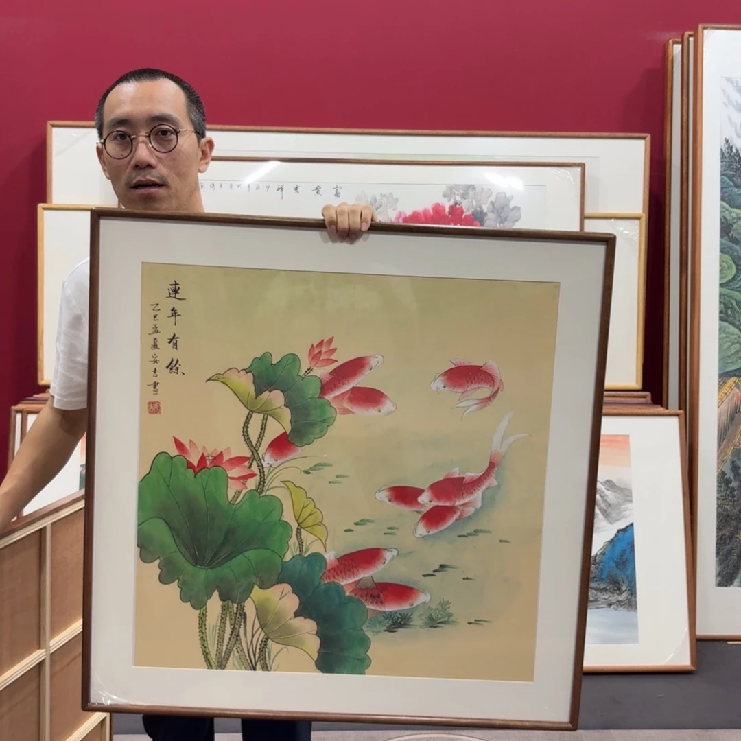 国画带框绘画80/80尺寸