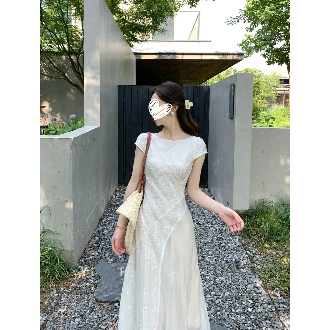 【微风入夏】<YiYiii>小个子不规则泡泡袖连衣裙简约优雅长裙