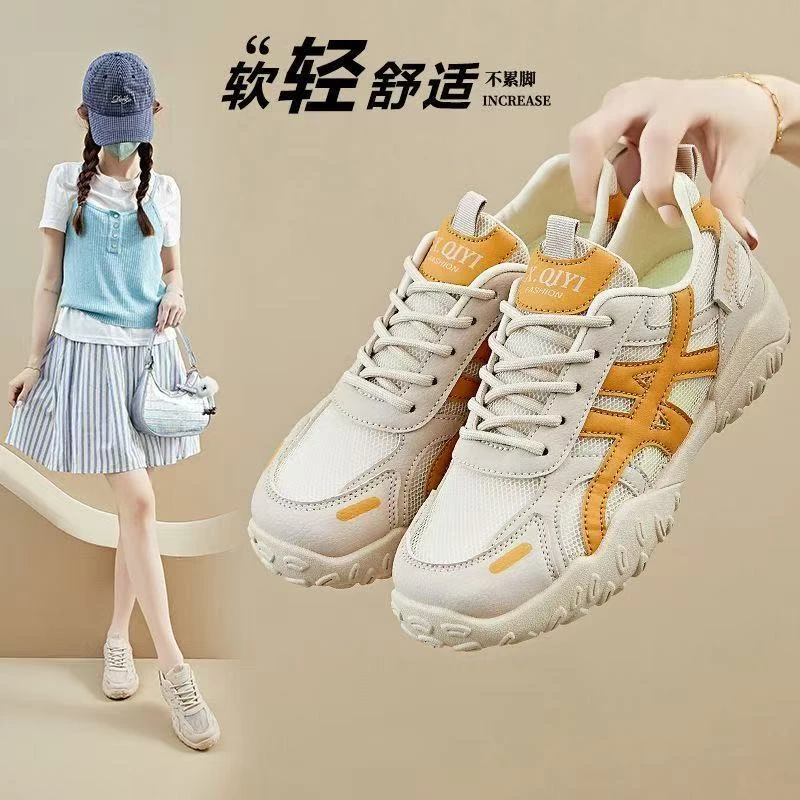 运动鞋女2025新款春夏网面休闲百搭复古轻便时尚透气休闲阿甘网鞋