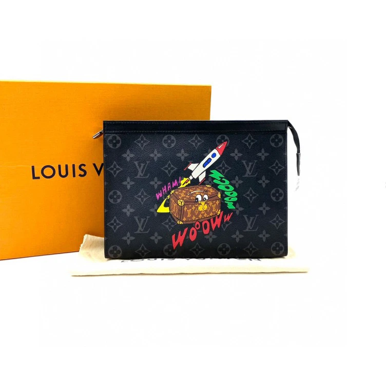 99新 LouisVuitton/路易威登 限量黑老花洗漱手拿包 尺27/21 男士