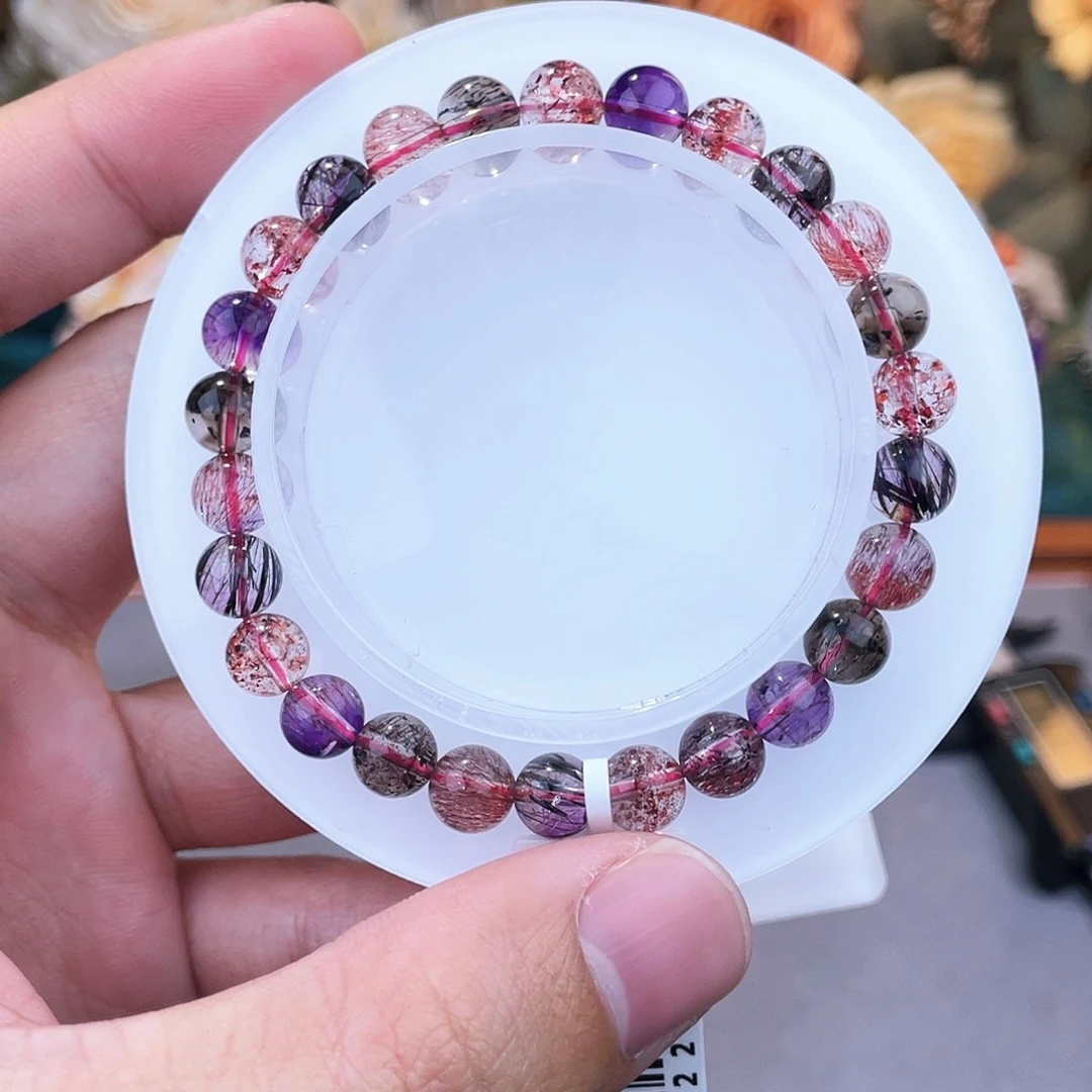 未镶嵌手链水晶黑加仑超七7m