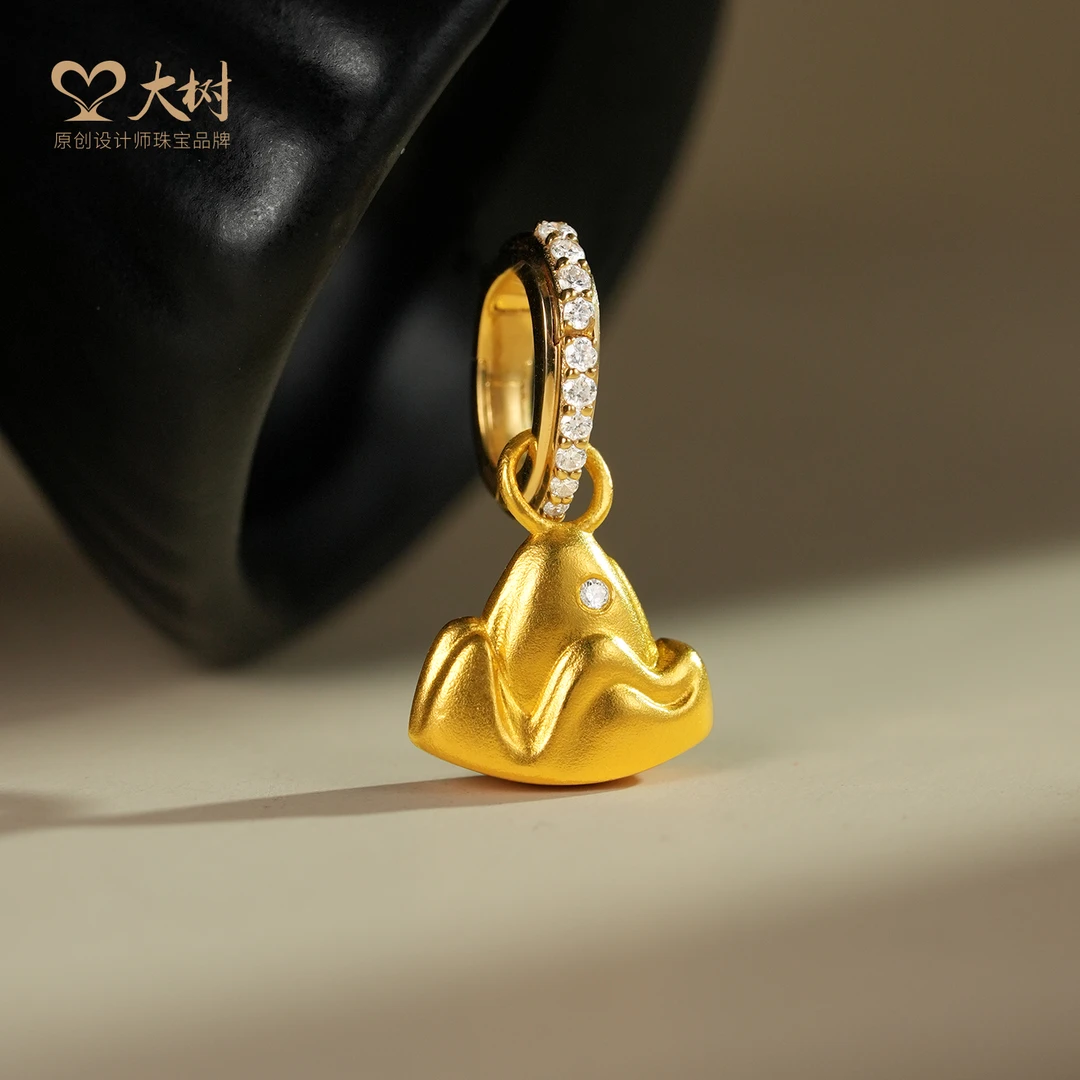 大树高定 足金999金山镶嵌翡 翠青山绿水指圈吊坠