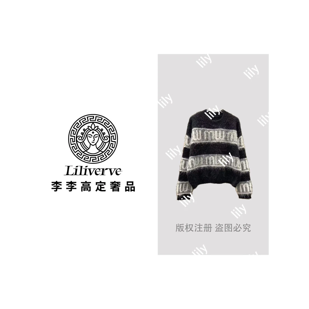 【李李lily】针织衫复古法式针织长袖上衣女装长袖开衫圆领 22178-1