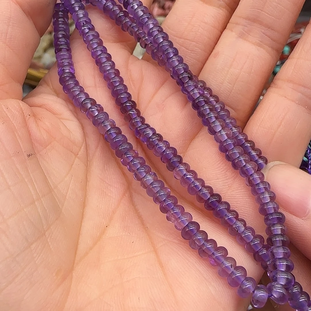 玛瑙/玉髓合金珠宝半成品紫水晶4mm一条算盘