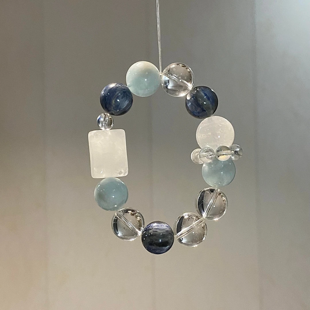 铜合金手链 黑爆闪蓝色多宝手串冰透清冷仙气感手链设计款手饰款