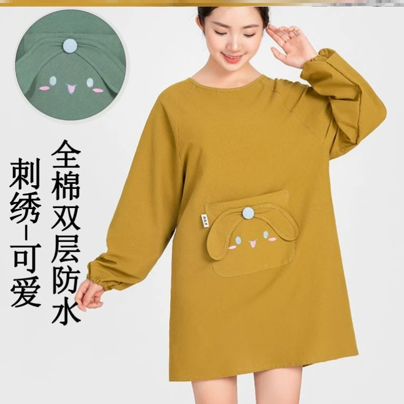 纯棉围裙100布全棉厨衣超好看的韩式多巴胺上班专用高档防水防油