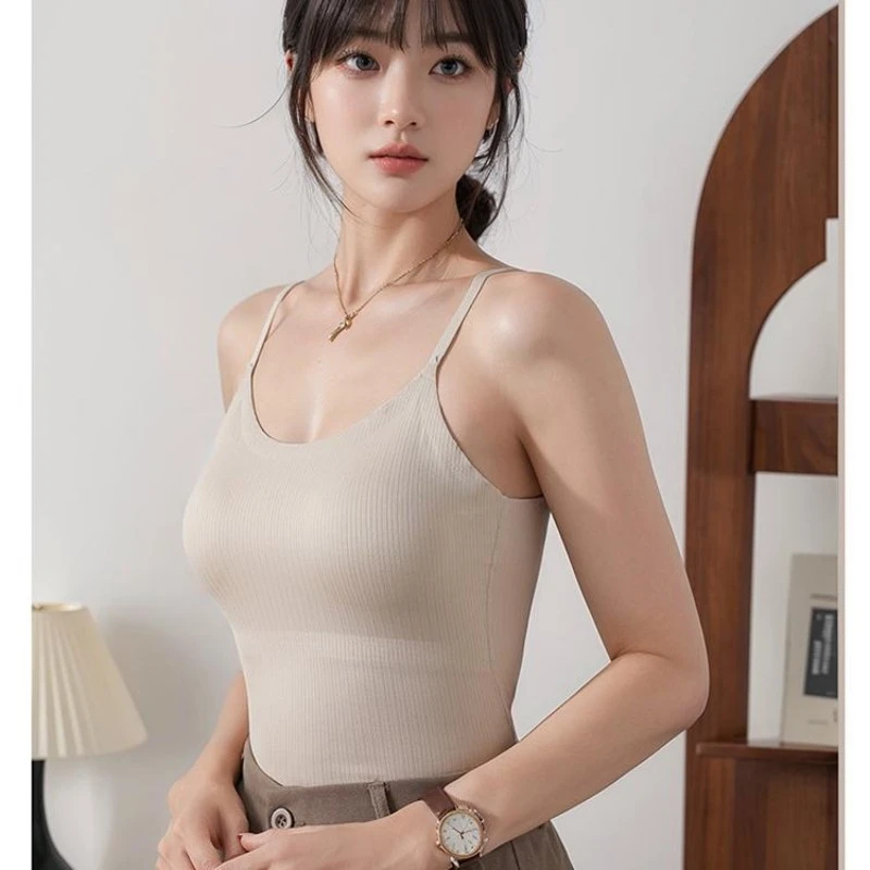 （性感无痕透气美背）6666春夏高弹凉感舒适一体式吊带修身背心G