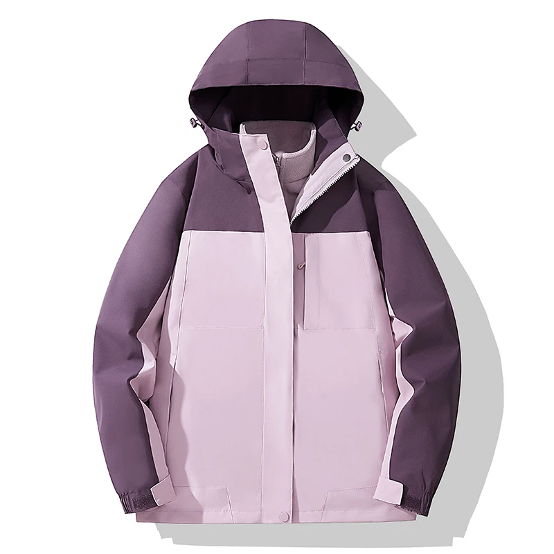 秋冬户外冲锋衣男女防风防水三合一外套加绒加厚保暖