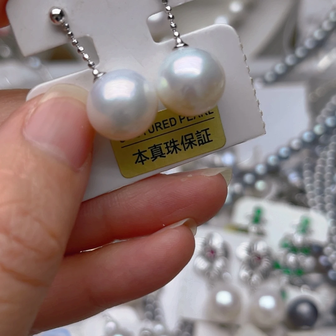 银S925镶嵌耳钉淡水珍珠