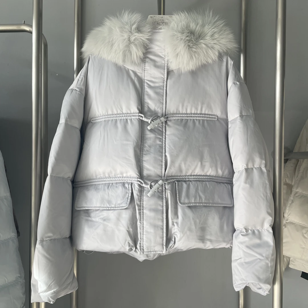 麦寻专柜正品短款连帽毛领保暖女冬季时尚外套显瘦（羽）YRSLQ005