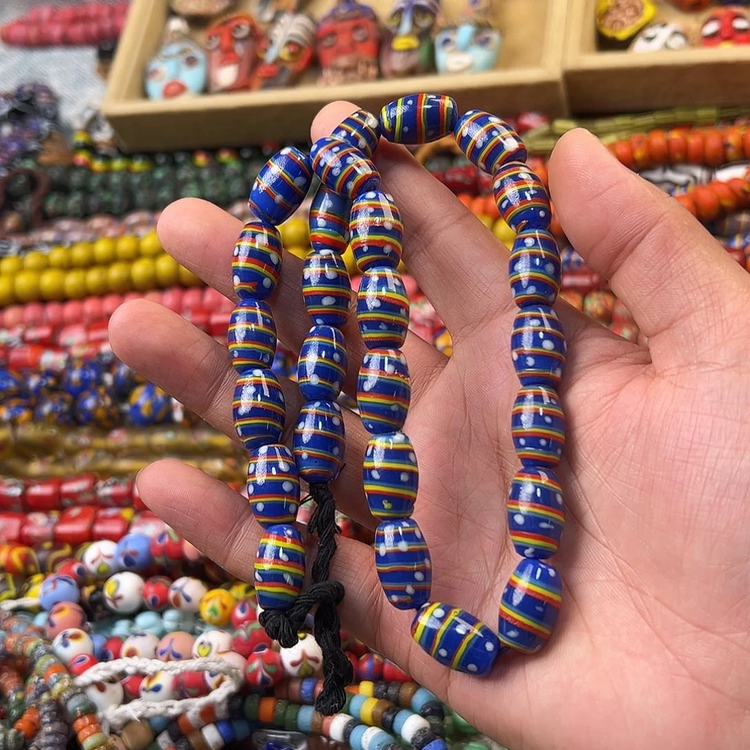 琉璃非金属蓝色波点珠