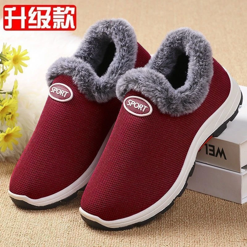冬季加绒加厚保暖老北京棉鞋女鞋子不冻脚耐磨棉鞋新款一脚蹬软底