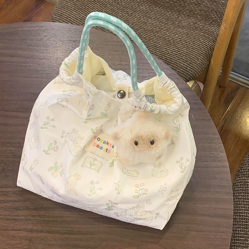 可爱大容量碎花帆布包夏天百搭托特包韩系慵懒风包包女通勤上班