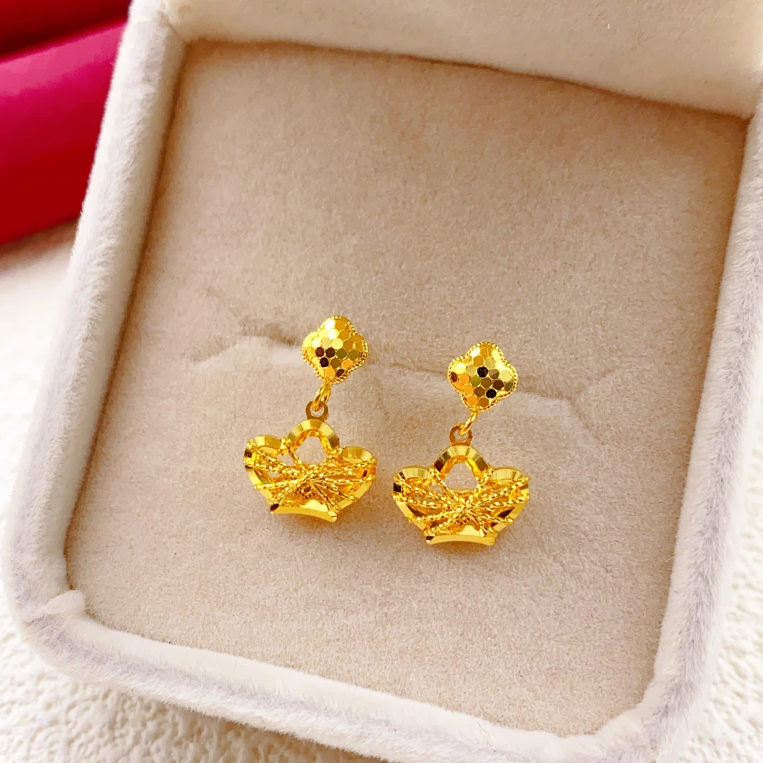 【木韵阁】足金999 5G黄金皇冠耳针百搭足金耳针 2.34