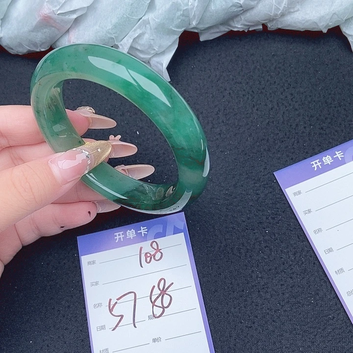 竹牌天然A货非洲翠手镯108