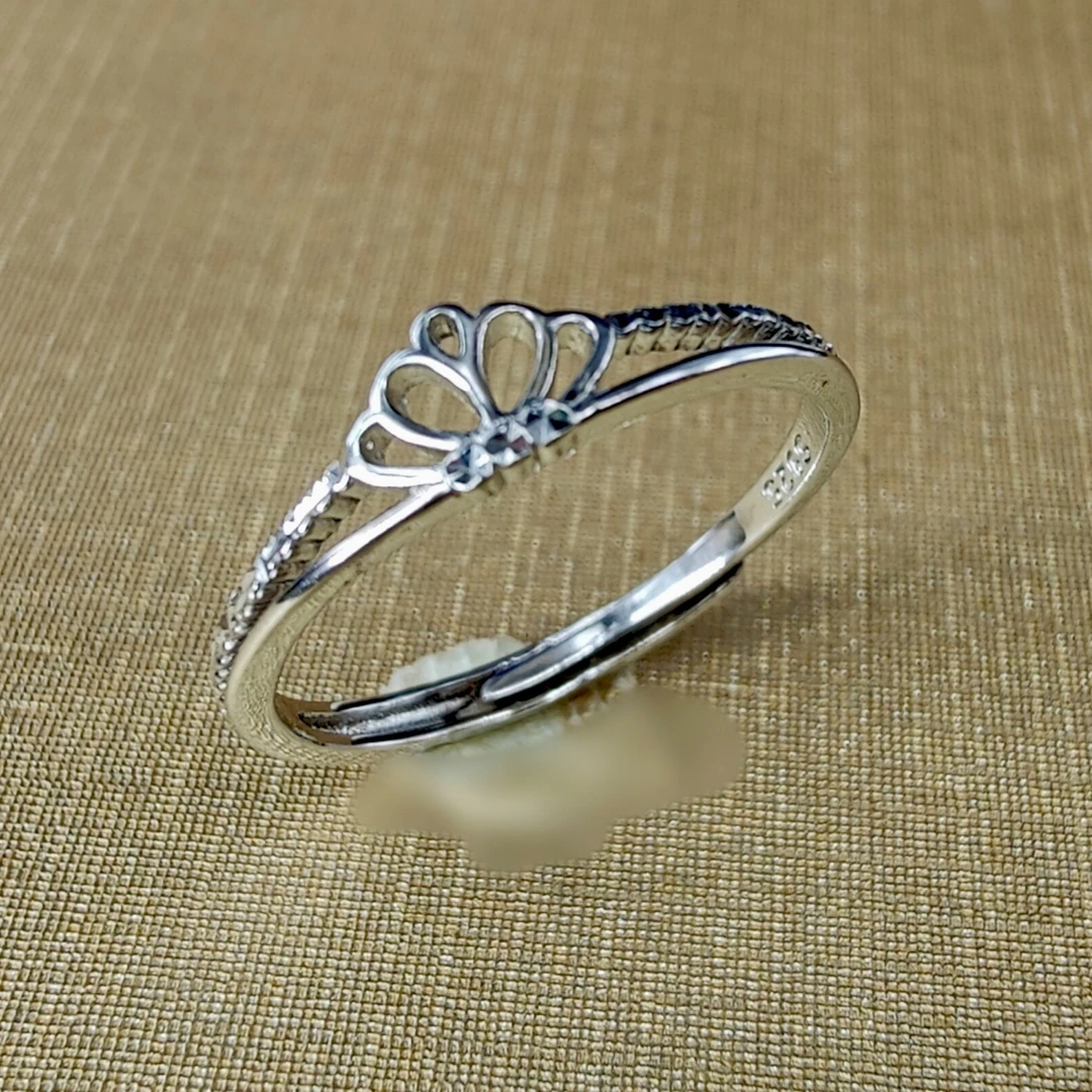 925银银制品 S925素银戒指皇冠款