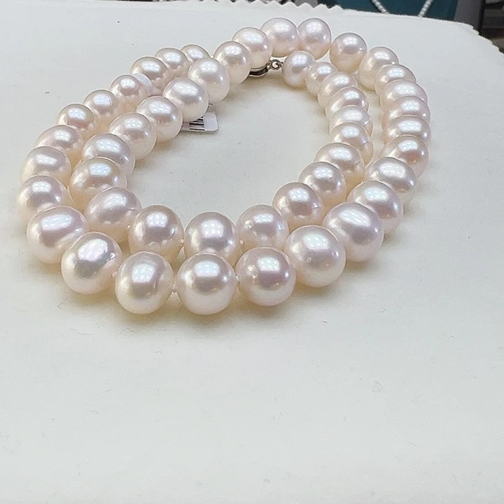 银S925镶嵌淡水珍珠颈饰➕9-10高品极光炫彩