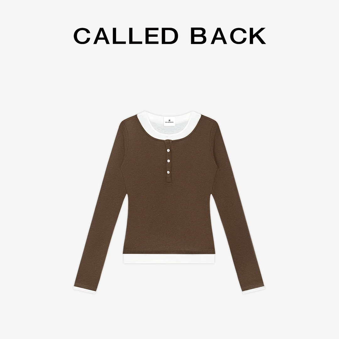CALLED BACK新款设计师时尚休闲圆领百搭假两件修身长袖071205