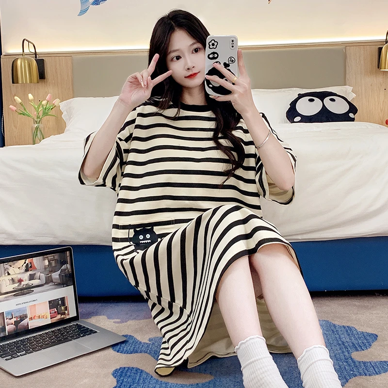 睡衣女短袖爆款2025年新款可外穿睡裙大码夏可爱高颜值学生家居服