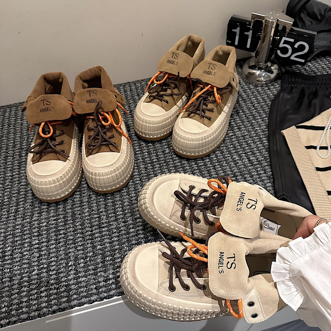 TS秋季新款磨砂皮时尚百搭厚底增高休闲鞋