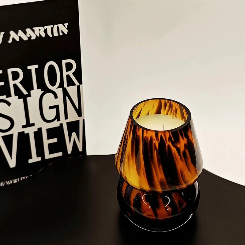 手工琉璃烛台杯杏子鼠尾草