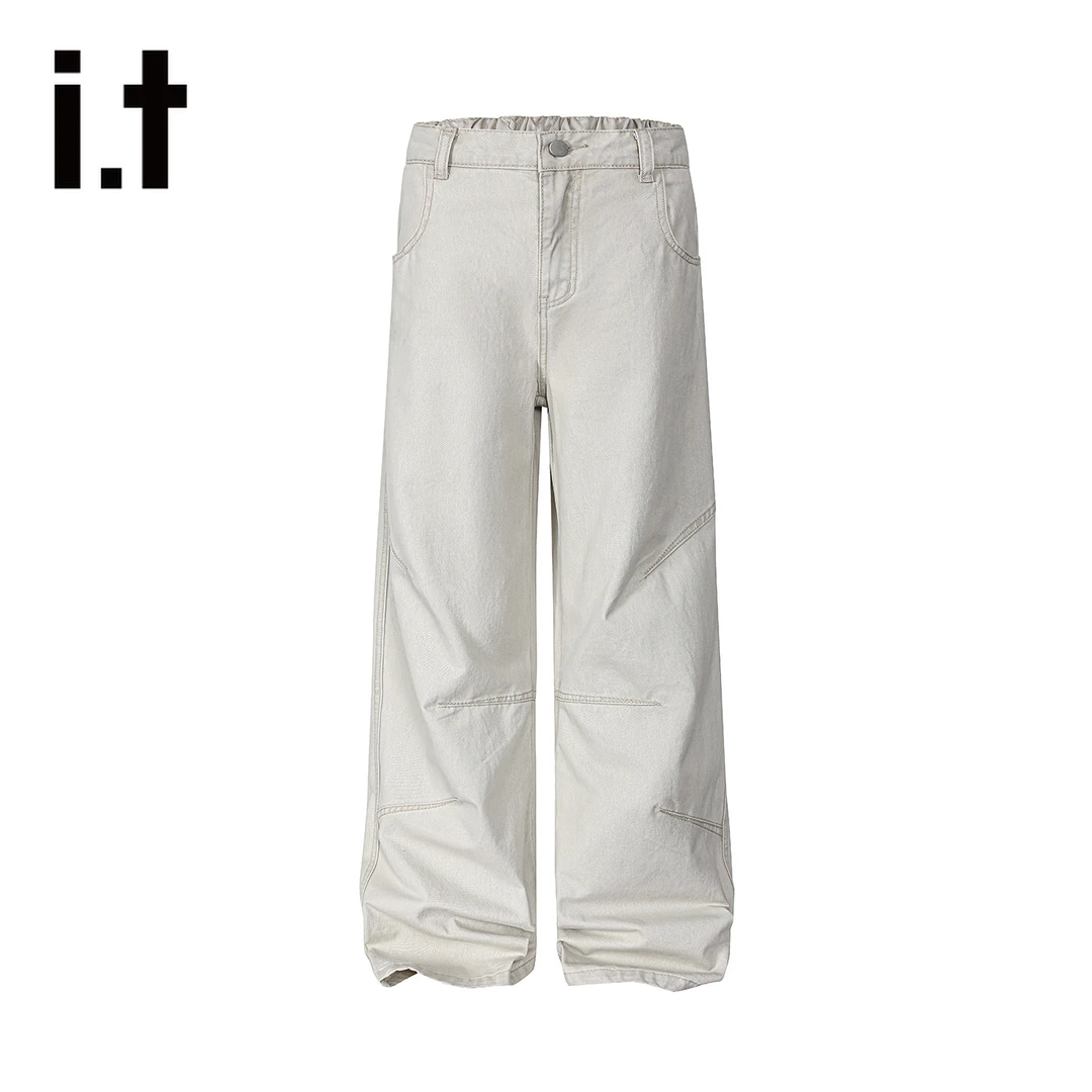 it :5cm/FIVECM直筒牛仔裤男女款2025新款早秋穿搭宽松设计感裤子