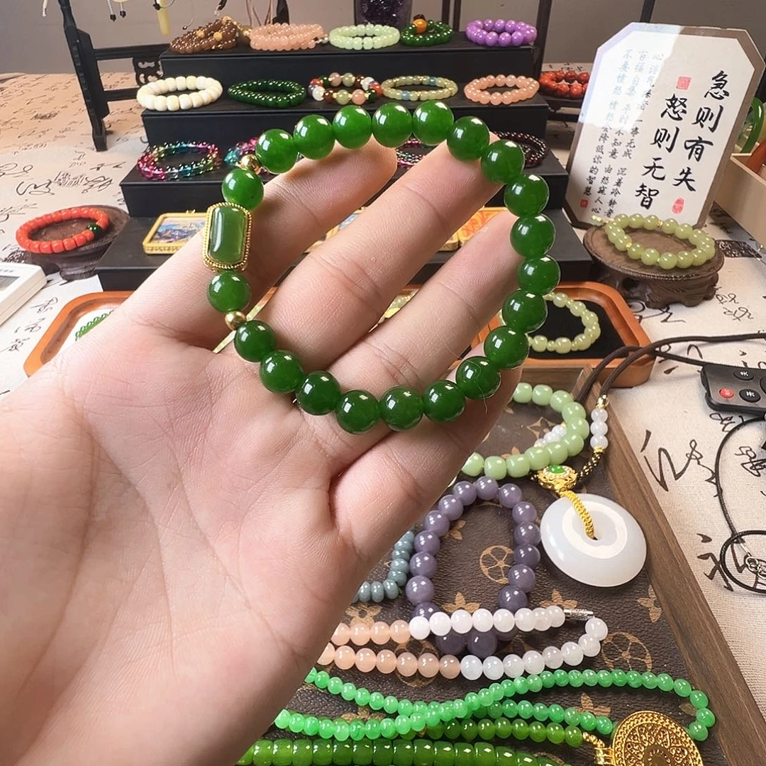 石英石辣绿设计手串