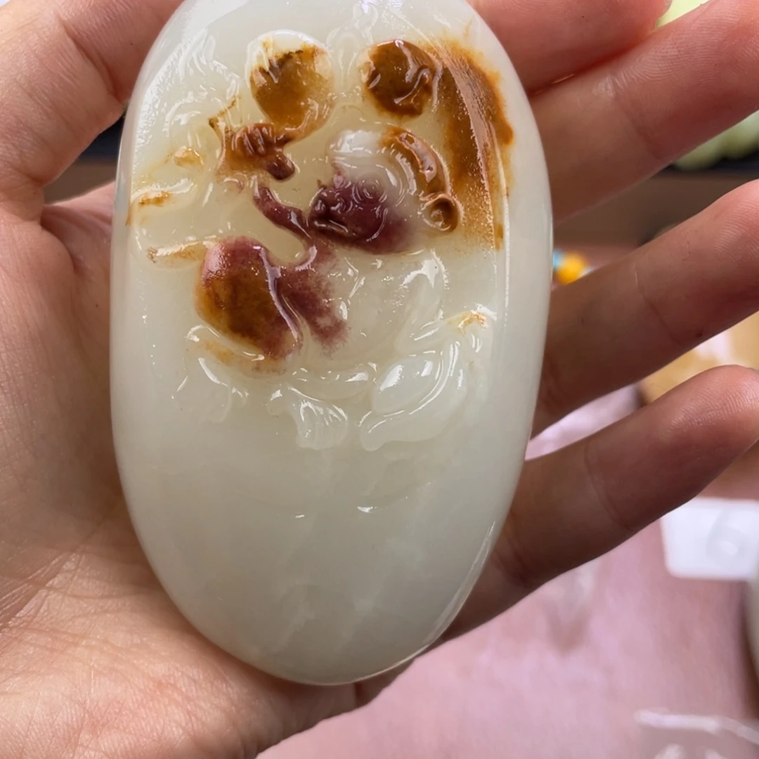 存***福石材天然古石手把件