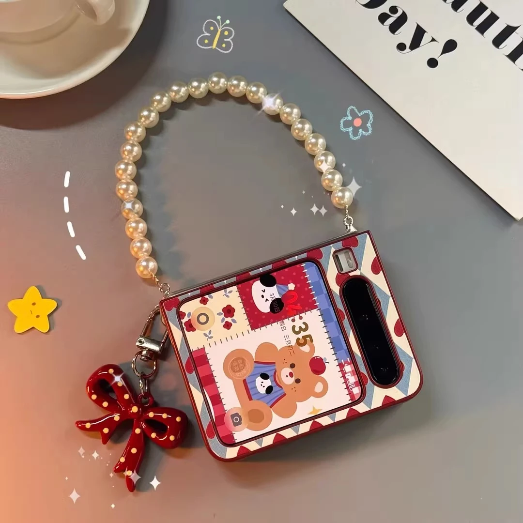 适用华为PuraX典藏版阔折叠屏手机壳复古红色爱心菱格皮质保护套