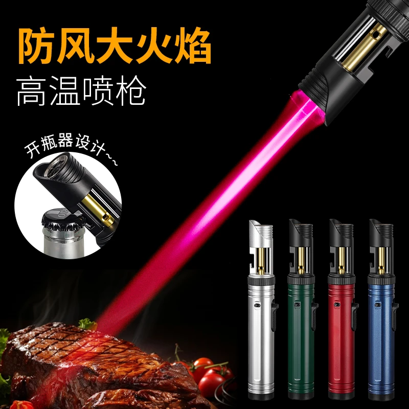 户外防风充气直冲打火机适用于艾灸香薰烧猪毛点火及金属焊接