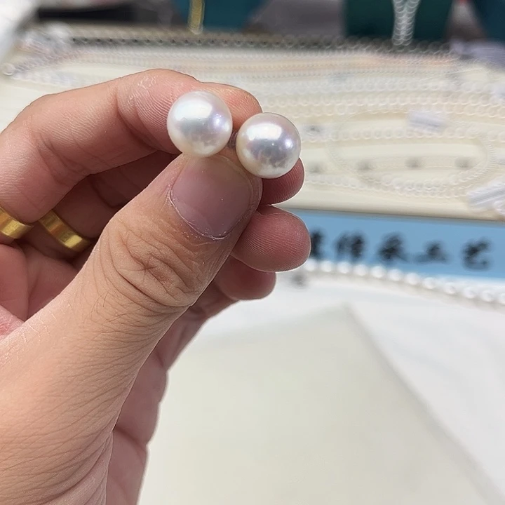 银S925镶嵌耳饰淡水珍珠卡10➕