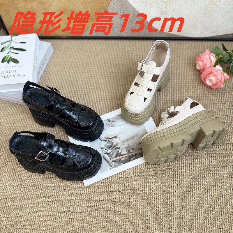 包头女2025夏季新款厚底编织黑色气质凉鞋女款2025新款爆款百搭