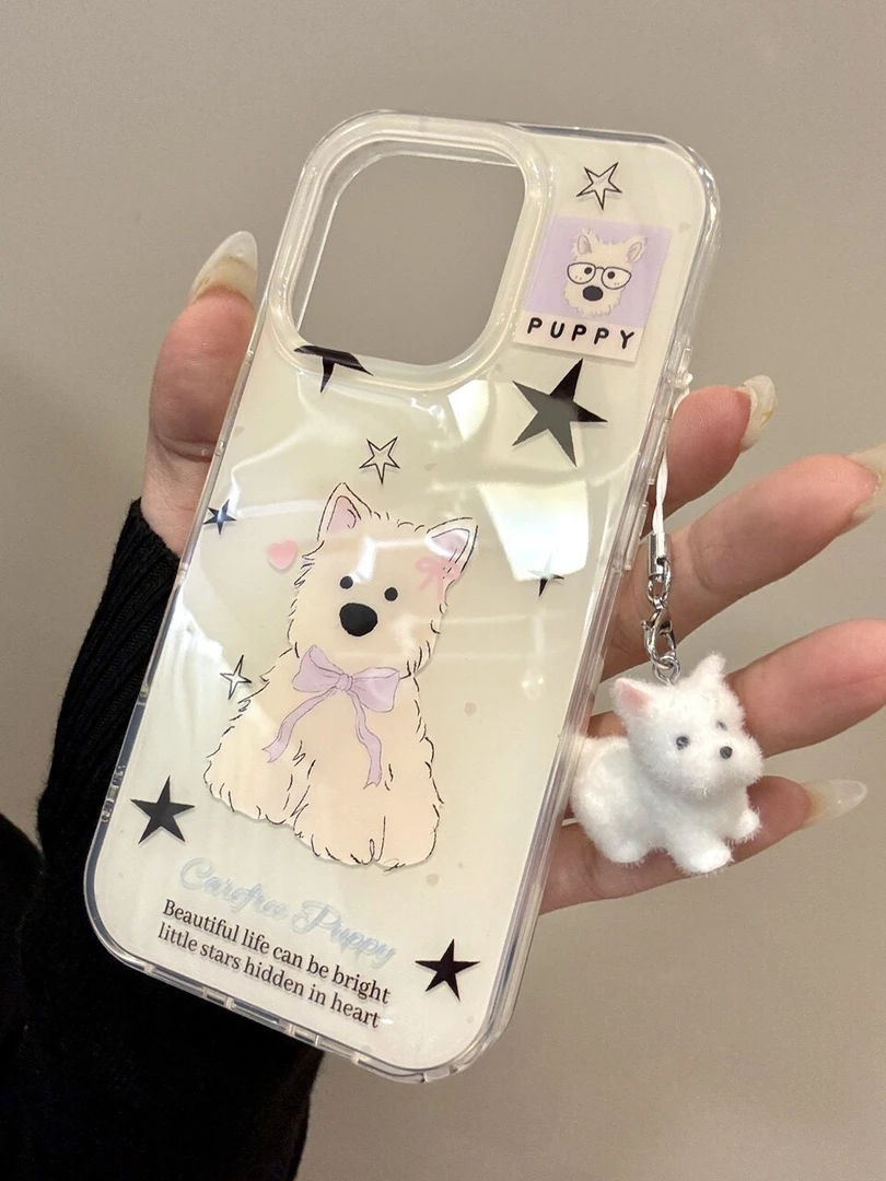 星星英文蝴蝶结西高地适用苹果16Promax手机壳iPhone13保护套15女