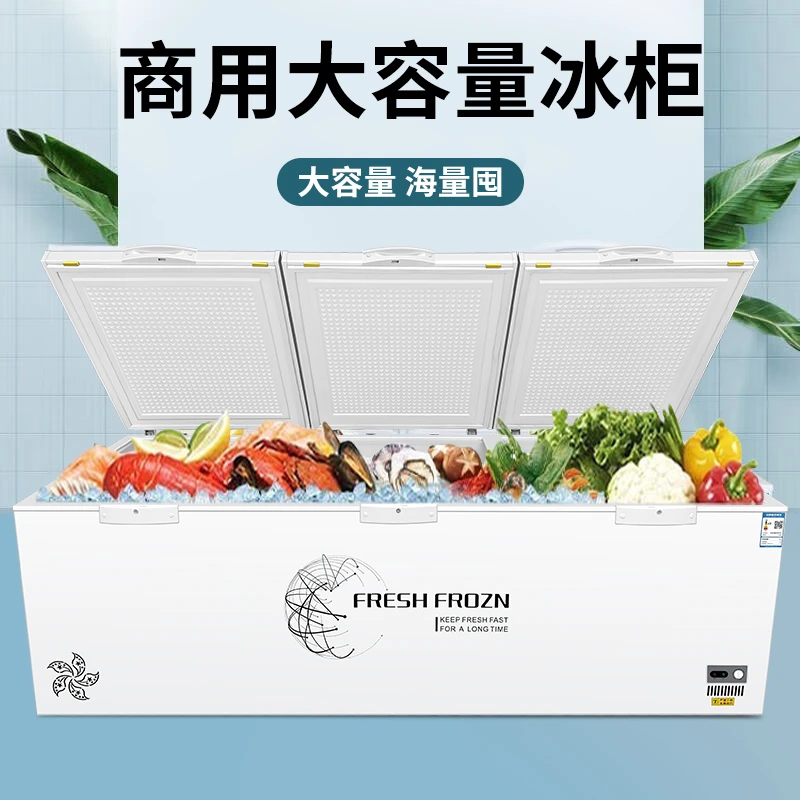 冰柜商用大容量冰箱家用冷藏保鲜冷冻两用铜管卧式冷柜单双温雪柜