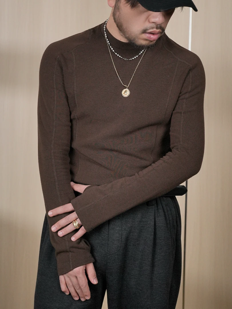 TIAS火岩绒内里磨毛四针六线运动打底衫T144101