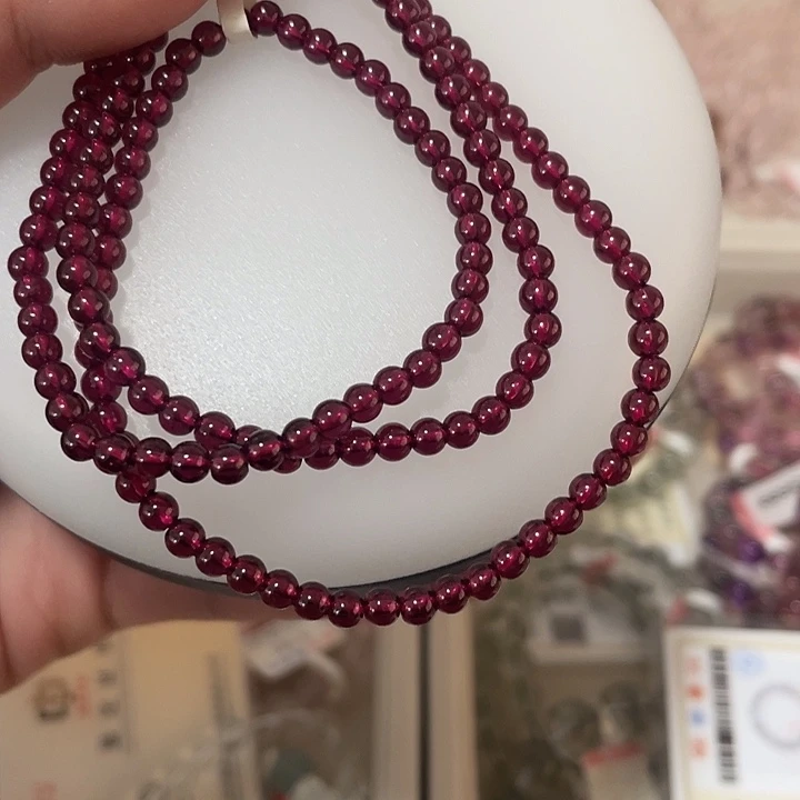 水晶未镶嵌手链天然石榴石多圈