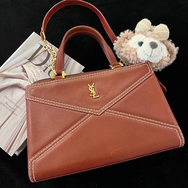 95新 YSL/圣罗兰 YSL圣罗兰外缝线手提斜挎包