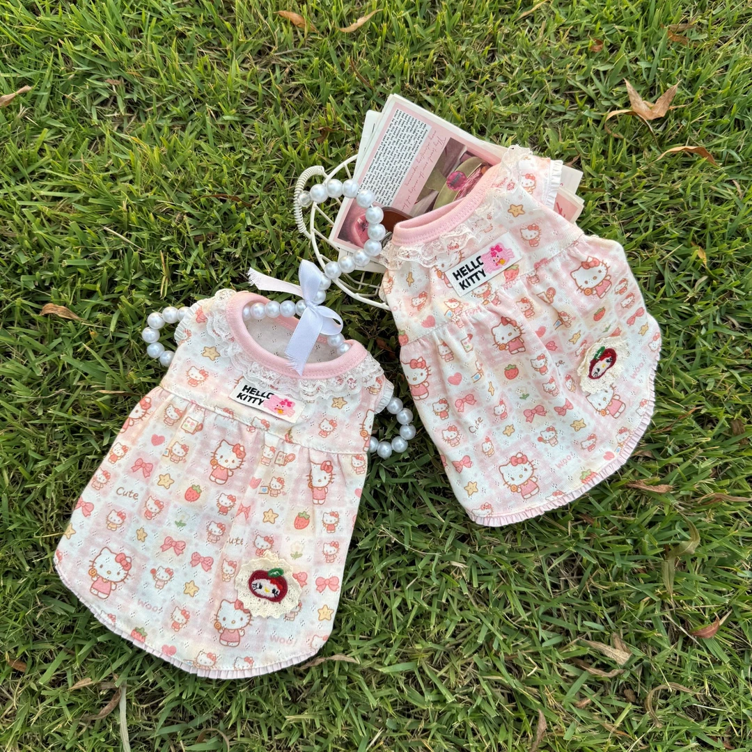 宠物小狗狗草莓kitty宠物衣服裙子夏季薄款透气约克夏猫狗通穿