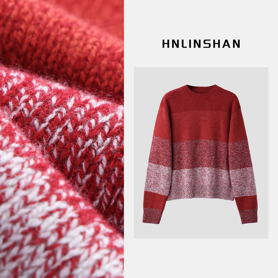 【王王专属】【渲染】设计感条纹圆领套头针织衫ADZ1004