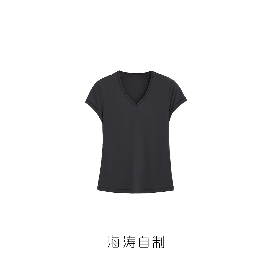 【海涛大叔】高弹修身V领小飞袖T恤
