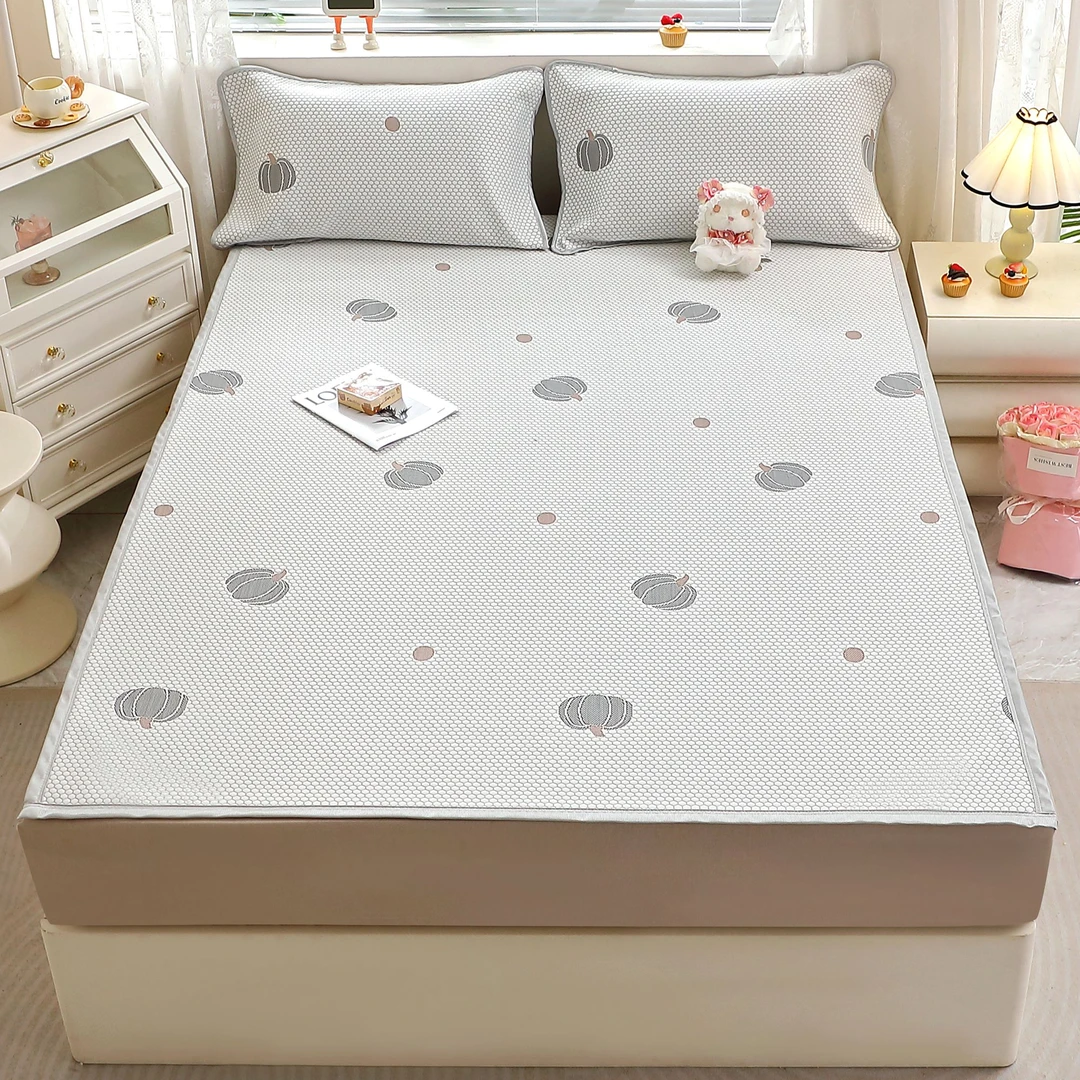 新款3D冰豆豆凉席三件套凉豆豆三明治平铺款凉席软席