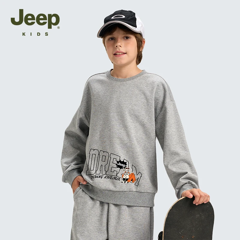 Jeep童装儿童秋冬圆领卫衣户外运动保暖透气亲肤D353NH1002