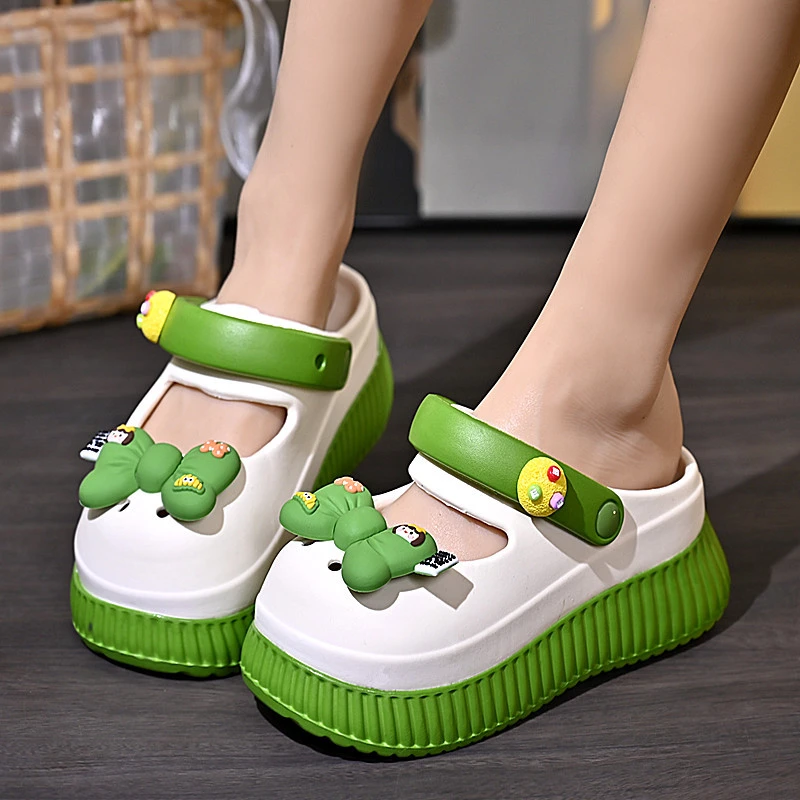 2024年新款洞洞鞋厚底女春夏季外穿防滑耐磨海边沙滩包头拖鞋女夏