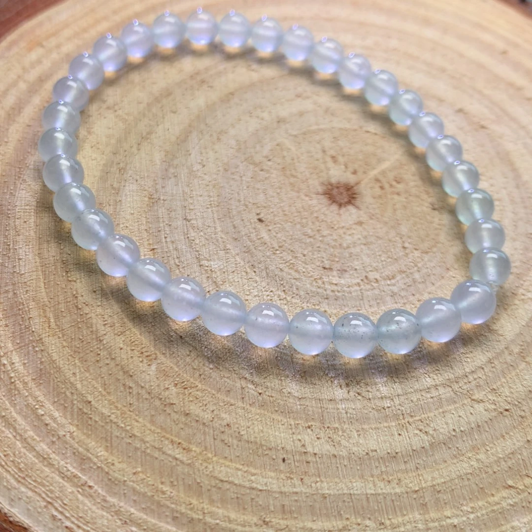 翡翠未镶嵌手链高冰白冰5mm