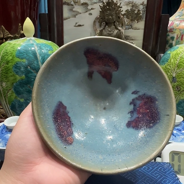 前***生陶瓷天蓝釉钧瓷碗