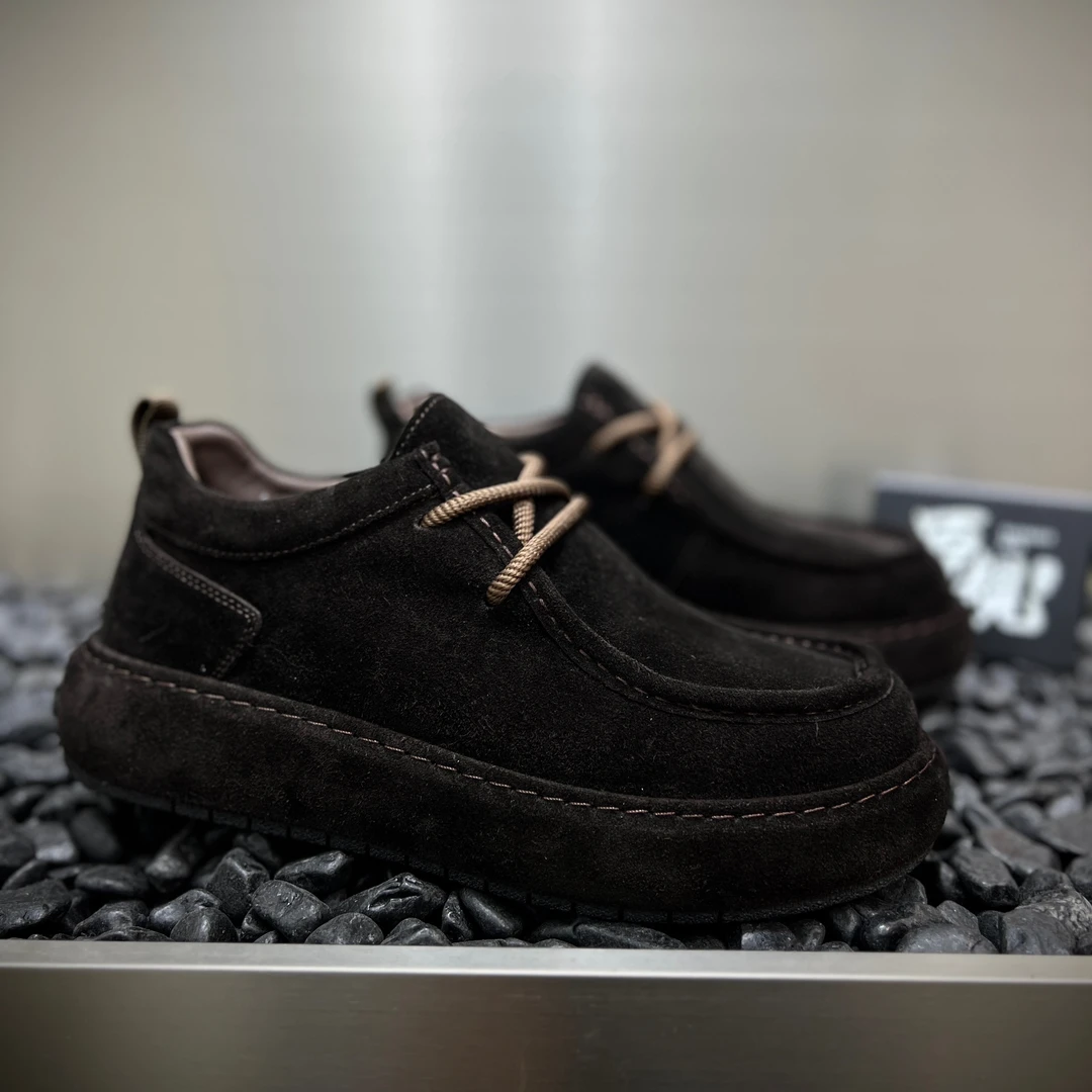 2025冬季男士秋冬款休闲板鞋短绒里系带皮包底百搭老钱风棉鞋男鞋